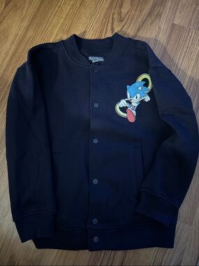 Sonic The Hedgehog Kids' Black Graphic Snap-Up Jacket